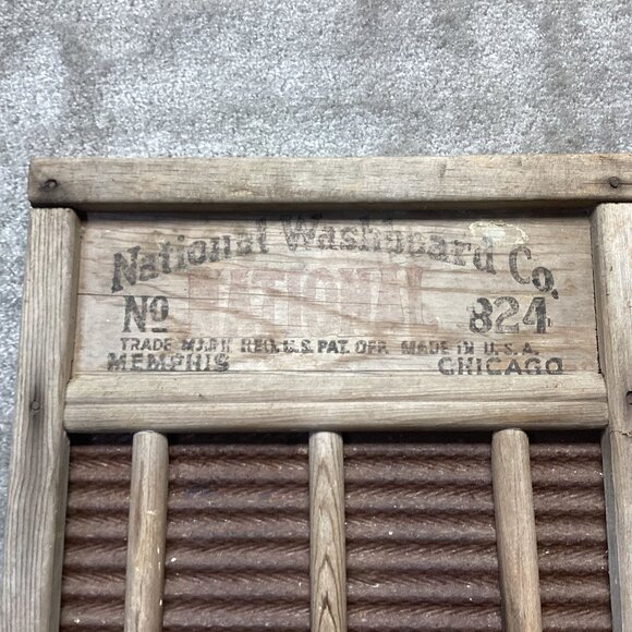 Antique National Washboard Co. No. 824 Wood & Metal Made In USA - Picture 9 of 16